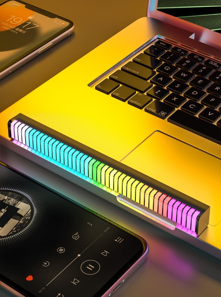 LED Pickup Light Rhythm Ambient Light RGB Music Sound Control LED Lights App Control USB Charging Built in Battery For Car Computer Game TV Desktop Decora lights