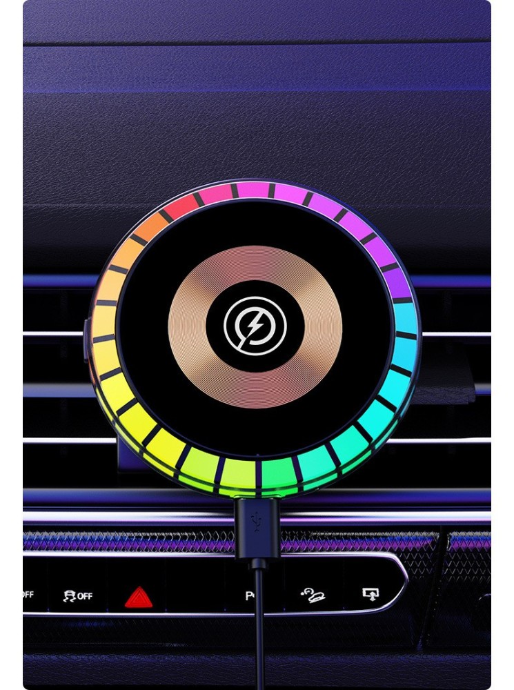 LED Light RGB Rechargeable Music Rhythm Pickup Light Colorful LED Ambient Light with Car Charger Car Phone Holder Mount