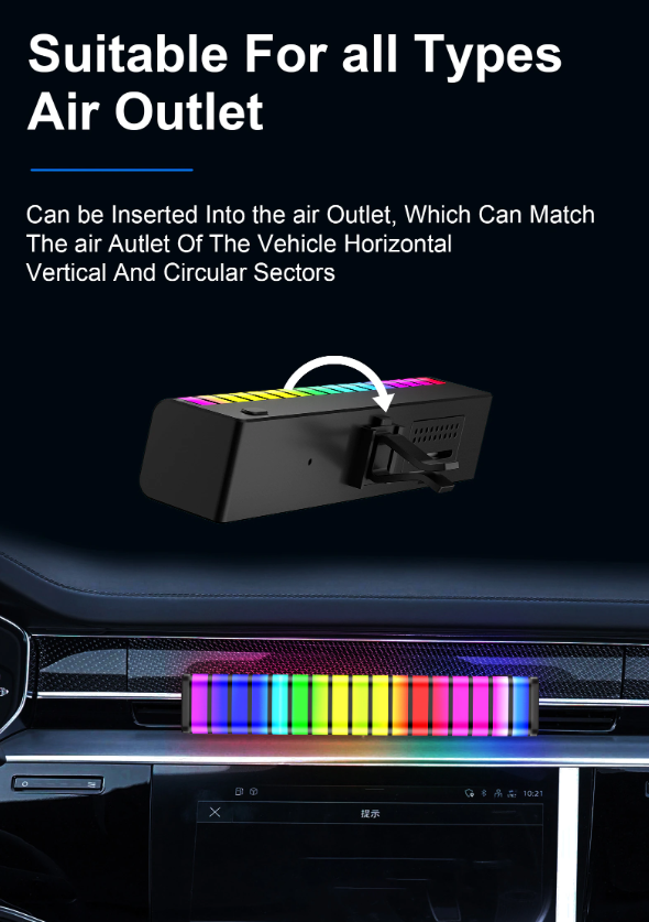 Car LED Music Pickup Lamp Atmosphere Light 17 RGB LEDs 10 Modes LED Rhythm Pickup Lamp
