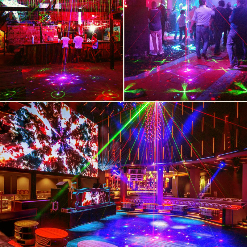 Portable Stage DJ Party Laser Projector Disco Red Green Projector with Remote Control USB Powered for Club Family Holiday Christmas Wedding