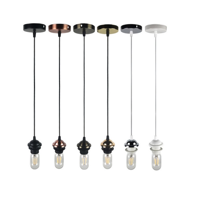 Metal E27 Lamp Holder 120cm Cable Hanging Lamp Chandelier Pendant Light Ceiling Light Fitting Holders DIY Lampshade