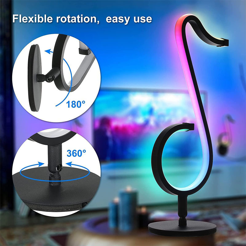 Smart Musical Note Lamp LED Desk Night Light Aluminum Iron Remote Control Bluetooth APP Control RGB Color Charging Symphony Desktop Decoration Atmosphere Light DC 5V 20W