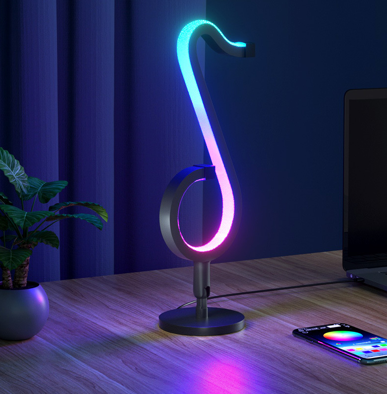 Smart Musical Note Lamp LED Desk Night Light Aluminum Iron Remote Control Bluetooth APP Control RGB Color Charging Symphony Desktop Decoration Atmosphere Light DC 5V 20W