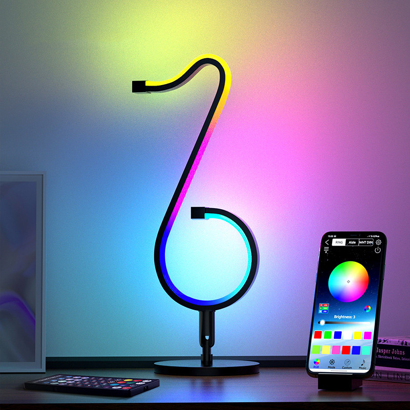 Smart Musical Note Lamp LED Desk Night Light Aluminum Iron Remote Control Bluetooth APP Control RGB Color Charging Symphony Desktop Decoration Atmosphere Light DC 5V 20W