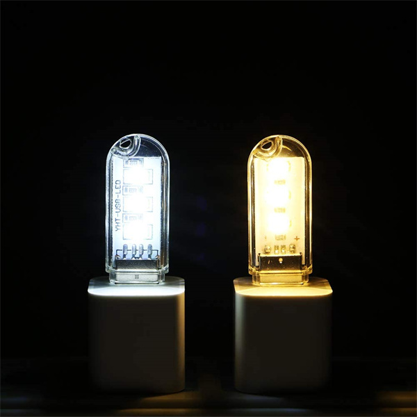 maidodo 5PCS DC 5V Mini Portable USB Night Light 3leds 5730 SMD Desk Book Reading Lights for PC Laptops Computer Mobile Power Camping lamp Cold White warm white