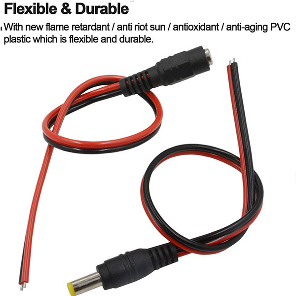 Male Female maidodo DC Power Connector Cable Wire CENTROPOWER Male and Female Power Jack Adapter for Led Strip CCTV Security Camera Cable Wire Ends Plug Barrel Adapter