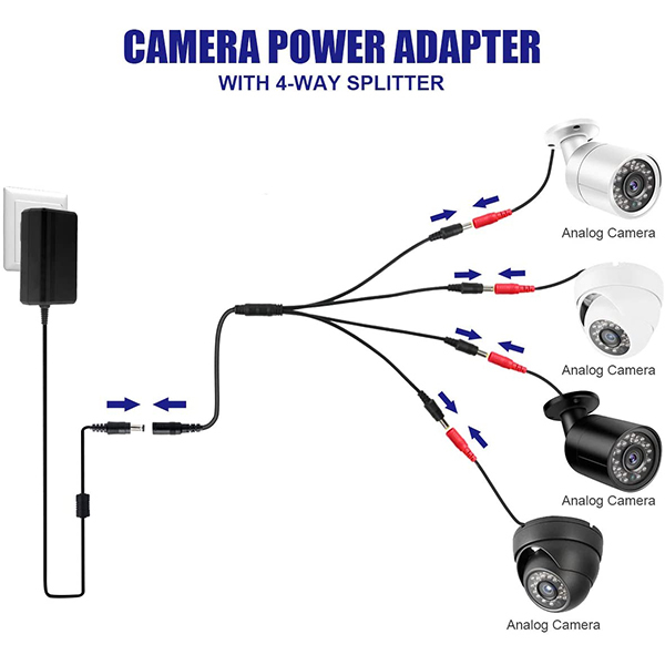 1 Female to 4 Male maidodo DC Power Splitter Cable, Y Extension Wire, 1 to 4 Adapter Cable Connectors for Led Strip CCTV Security Camera Cable Wire Ends Plug