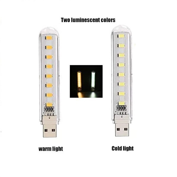 maidodo USB Light,Night Light Plug in,Small Led Light Stick with 8 Lamp Beads for Power Brick/Portable Power Station(Pack of 5)