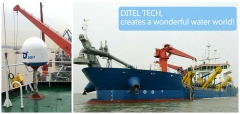 DITEL V61 maritime satellite VSAT antenna installed on a Dredging vessel with 7000 cubic meter capacity