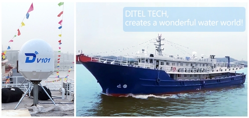 DITEL V101 VSAT Antenna installed on large fishing vessel