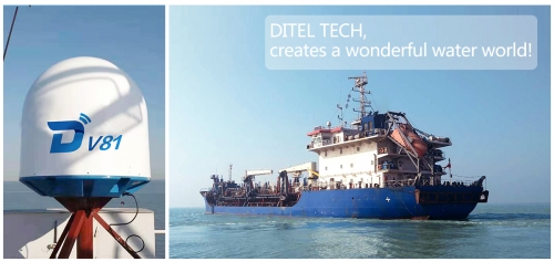 DITEL V81 maritime satellite VSAT installed on a Dredging vessel