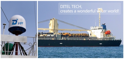 Dual DITEL V81 maritime satellite VSAT installed on a bulk carrier going for Southeast Asia lines