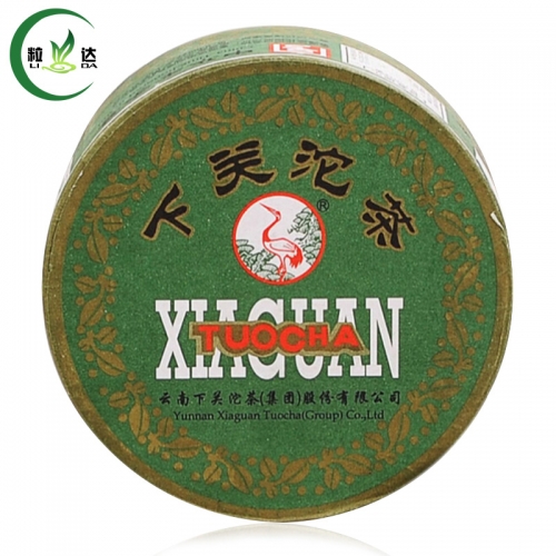 100 г 2014 г. Xiaguan Jia Ji Tuo Cha Raw Puer Tea с зеленой коробкой