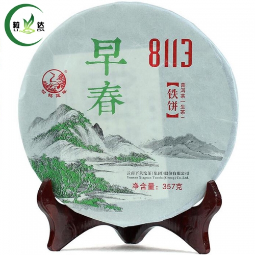 357g 2015yr Xia Guan Early Spring 8113 Sheng Tie Bing Raw Puer Tea Cake Green Puer Tea Weight Loss Tea