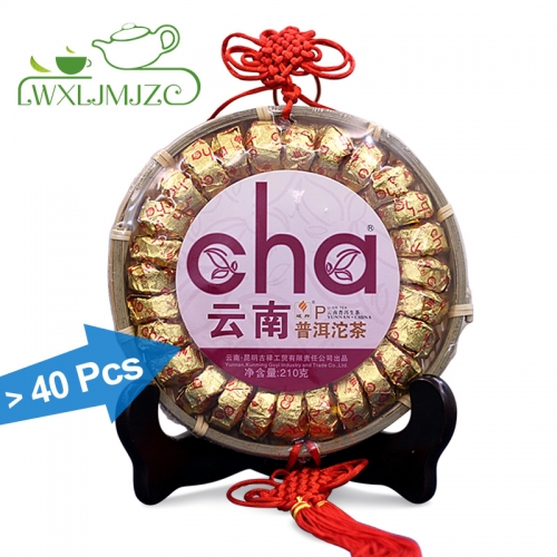 200г Оригинальный мини-чай Tuo Cha Raw Puerh Зеленый чай пуэр в бамбуковой упаковке