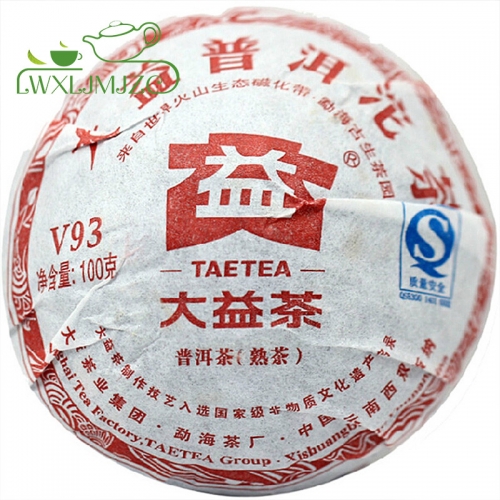 100g 2010yr Menghai Dayi V93 Ripe Puer Tea Cake Black Puerh Tea Shu Tuo Cha