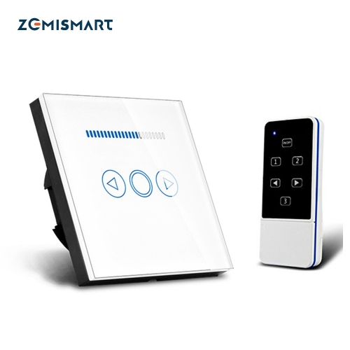 Zemismart EU Wireless Remote Control Dimmer Light Switch 1 Gang Touch Panel 110V to 220V Blue LED Backlight Work with Broadlink