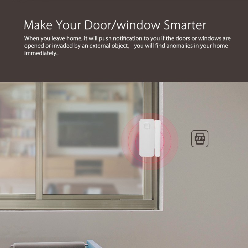 Smart WiFi Door Sensor Garden Window Security Magnet Sensor with Easy App for Home Garage Farm Garden Office Compatible with Alexa Google Home IFTTT 