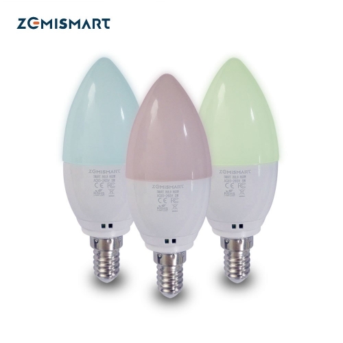 Zemismart Alexa Google Home Candle Light E14 Bulbs Led Dimmer RGBW Colorful  Voice APP Control 110V 220V