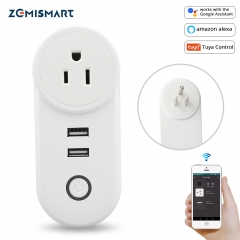 Smart WiFi Power US Plug Outlet Socket with USB Tuya App Control Timer Function Work with Alexa Google Home assistant