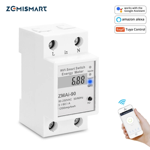Zemismart WiFi Relay Digital Electric Energy Meter Tuya Smart Life APP Control Smart Home Timer Remote Control