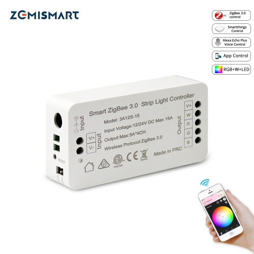 Zigbee 3.0 Smart Strip Light Driver RGB RGBW LED Strip Controller DC12V 24V APP Compatible with echo Smartthings,