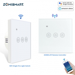 Zemismart Tuya WiFi Light Switch No Neutral Wire Required with RF Remote One Two Three Gang  Alexa Google Home Assistant