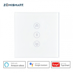 Zemismrt EU Smart Wifi Switch for Curtain Touch Voice Control by Alexa Google Home Siri Phone Control With Blue Backlit on Glass Panel