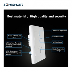 Zemismart WiFi AU Powerpoint with Switch Tuya Smart Life APP Control Alexa Google Home Control