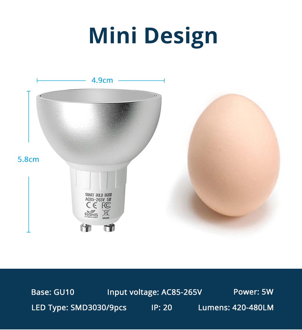 Gu10 Zigbee Bulb Alexa Google Home Assistant Tuya Smart Life APP Remote  Control RGB LED Light Dimmer Lamp Ampoule Led GU10