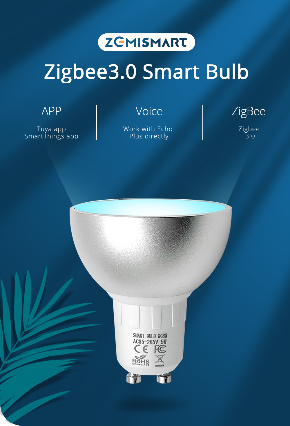 MOES ZigBee GU10 Led Bulb LightSmart RGB Colorful Dimmable Lamp