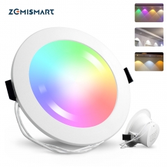 Zemismart 6 Inch 15W Zigbee 3.0 RGBCW Led Downlight Colorful Ceiling Light Alexa Google Home Enable SmartThings Control