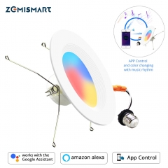 Zemismart Zigbee 3.0 E27 US Downlight Tuya Alexa Google Home Smart Things Dimmable 6 Inch Ceiling Recessed Light RGBCW Color Changing Lamp