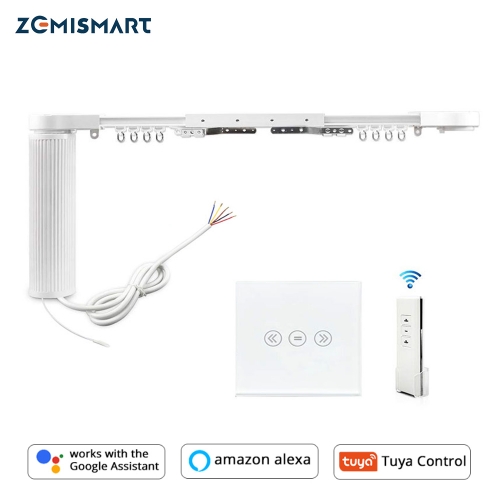 Zemismart Intelligent House Motorized Smart Curtains With Curtain Track Rod Wall Switch Alexa Google Home tuya App Control