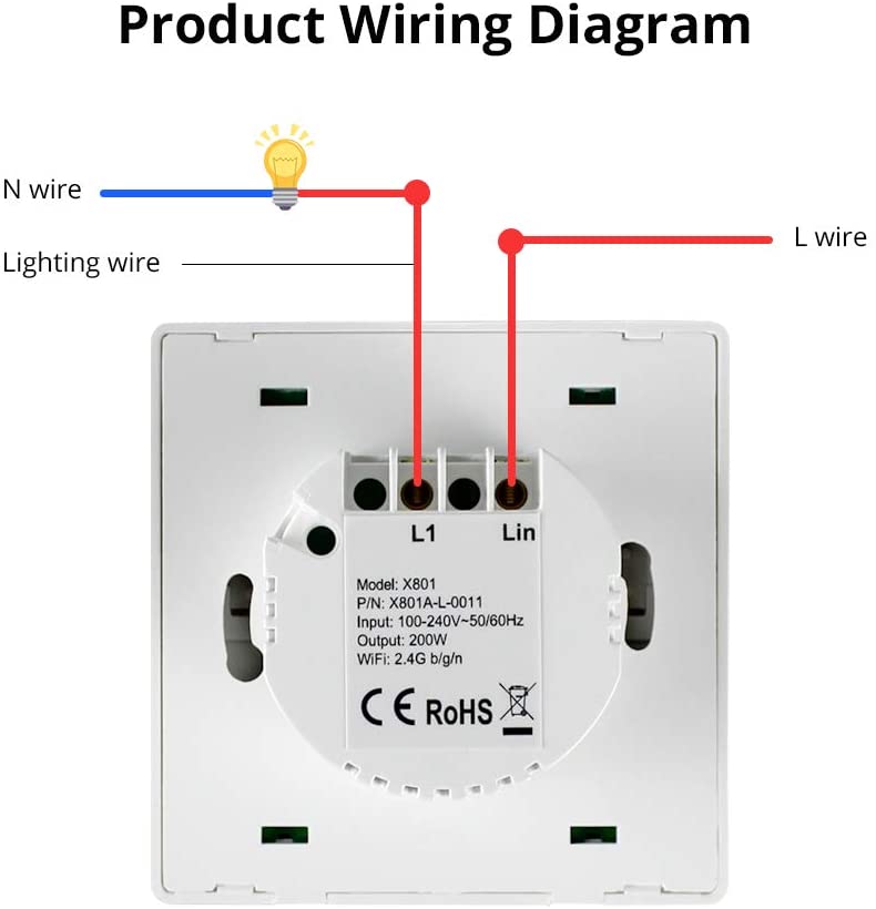 Zemismart WiFi No Neutral Light Switch Alexa Echo Google Home Enable