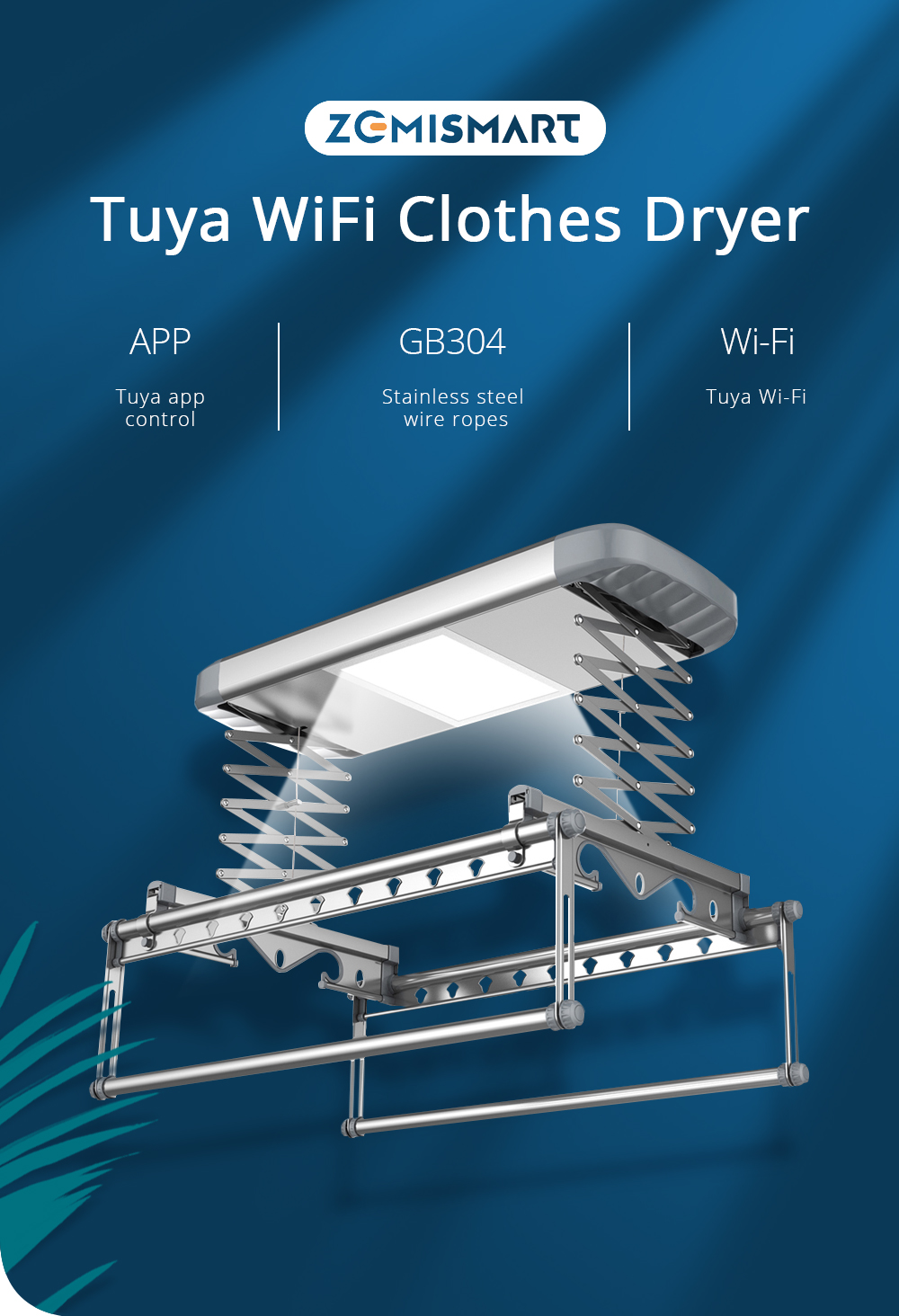 Zemismart Tuya WiFi Clothes Dryer Remove mites folding portable