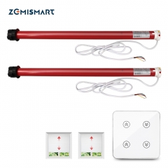 Zemismart Tuya Zigbee Automatic Electric Roller Curtain Motor with 2 Channels Switch for 38mm 36mm 37mm tube Blinds Shutters Control by Switch Suit fo