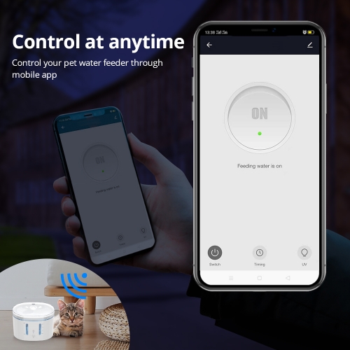 Zemismart Tuya WiFi Smart Pets Water Feeder Automatic Fountain Drinking  Dispenser Cat Dog Pet Drink Feeder Filter 2L