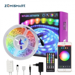 Zemismart LED Strip Lights 5m 10m RGB 12V Tuya WiFi 5050 IR Remote Control Flexible Ribbon Tape for Christmas Home Decor Alexa