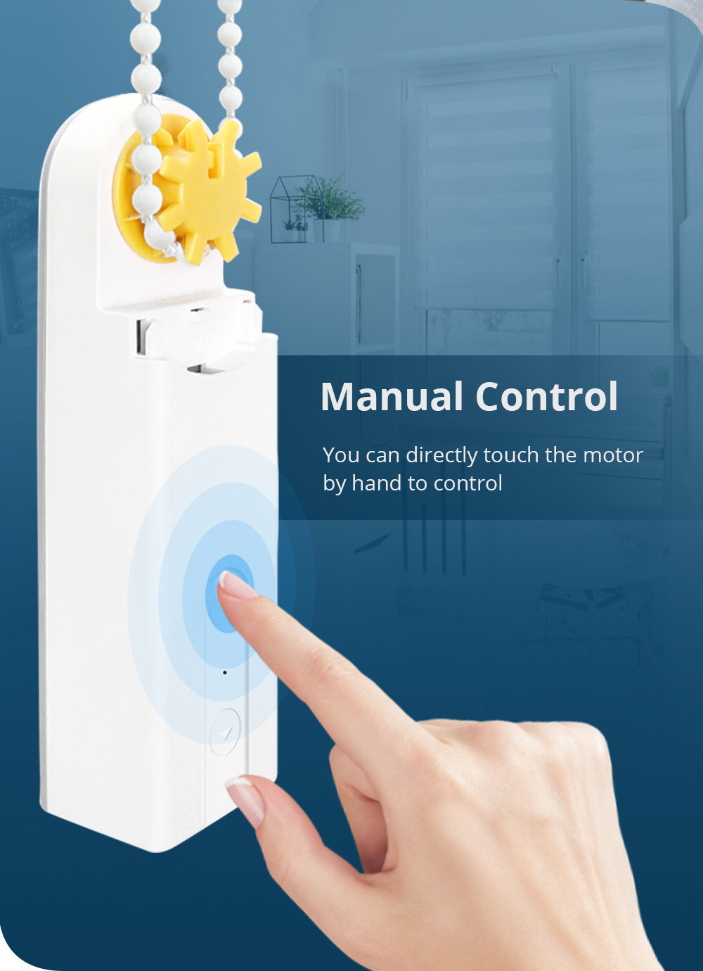 Zemismart Rf Roller Shade Driver with Bean or Cord Chain Roller Blinds