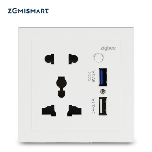 Zemismart Zigbee Smart Outlet Universal Socket with USB Port Smart Home Automation Works With Alexa Google Home
