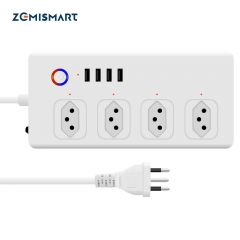 Zemismart Tuya Wifi Line Filter 4 Individuals Circuit Beakers 10a Smart Power Plug Sockets Plug 4 2.1a Usb Charger Socket