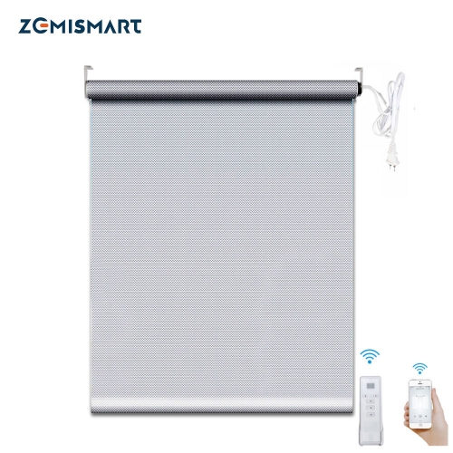 Zemismart Light Filtering Roller Shade，Cordless Window Blind with Wired Motor，Tuya WiFi APP Control Google Home Alexa Google Home Voice Control 5% Sun