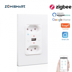 Zemismart Tuya Zigbee Brazil Socket Smart USB Electric Brazil Sweden Swiss Plug Outlet Support Alexa Google Home Voice Control