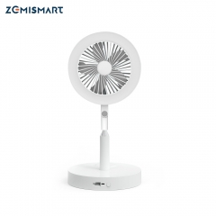 Zemismart Tuya WiFi Smart Portable Retractable Fan with Ring Light Floor & Table Electric Fan USB Battery Charging Alexa Google