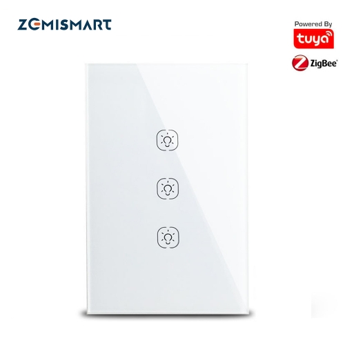 Zemismart Tuya Zigbee Switch No neutral US Interruptor Smart Life Remote Control Alexa Google Home Light switches 110-240v