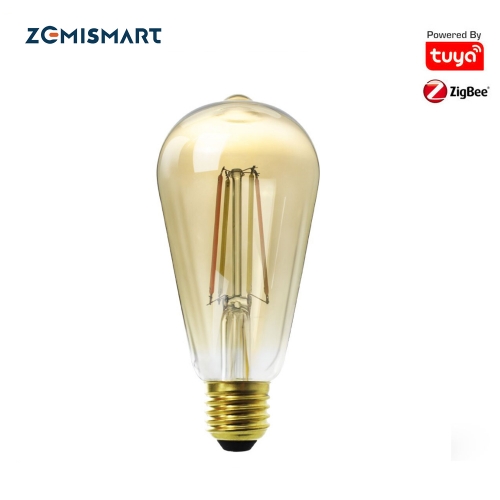 Zemismart Zigbee ST64 Dual White LED Smart Filament Bulb Tuya Tungsten Lamp Dimmable 220 240V Alexa Google Home Smartthings App