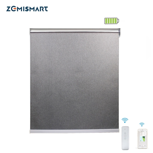 Zemismart Tuya Zigbee Blackout Roller Shade，Fabric Gray with Motor Built in Battery，Tuya Shutter Alexa Google Home Control