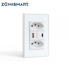 Zemismart Tuya WiFi Smart Brazil Socket with USB Port Type-C Two Brazil Outlets Support Alexa Google Home Smart Life App Control