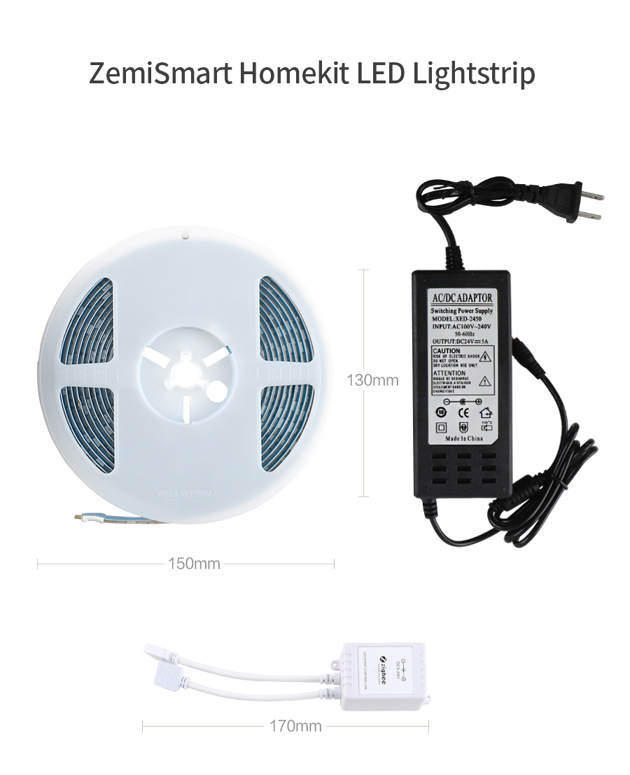 Zemismart Tuya Zigbee Driver with 5M 10M LED Light Strip RGBW Flexible TV  Backlight Home Decor Work with Homekit via ZMHK-01 Hub